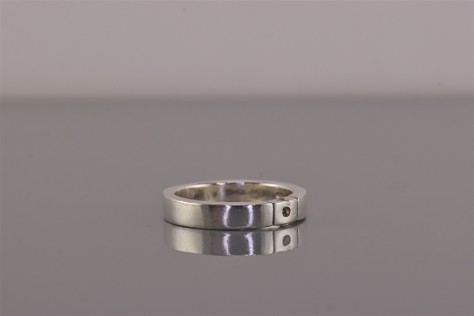 Sterling Silver 4mm Collared Dot Solid Thick Band… - image 2