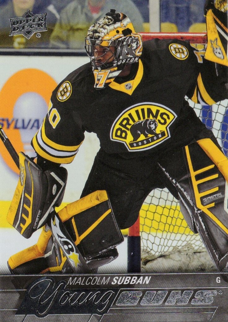 2015/16 MALCOLM SUBBAN UPPER DECK YOUNG GUNS ROOKIE CARD #211 BOSTON BRUINS! dm