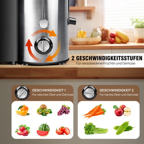 500ML Entsafter Maschine Frische ganze Früchte Gemüse Zitrusfrüchte Zentrifugal - Bild 15 von 16
