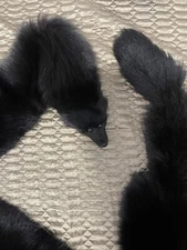 Gorgeous Genuine Black Fox Fur Collar/Scarf with tail And Head