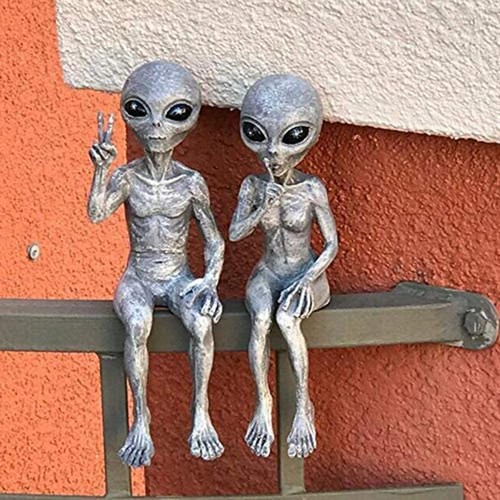 Figurine Space Alien Resin Gray Small Carved Modern Free Stand Solid Home Decor - Picture 8 of 26