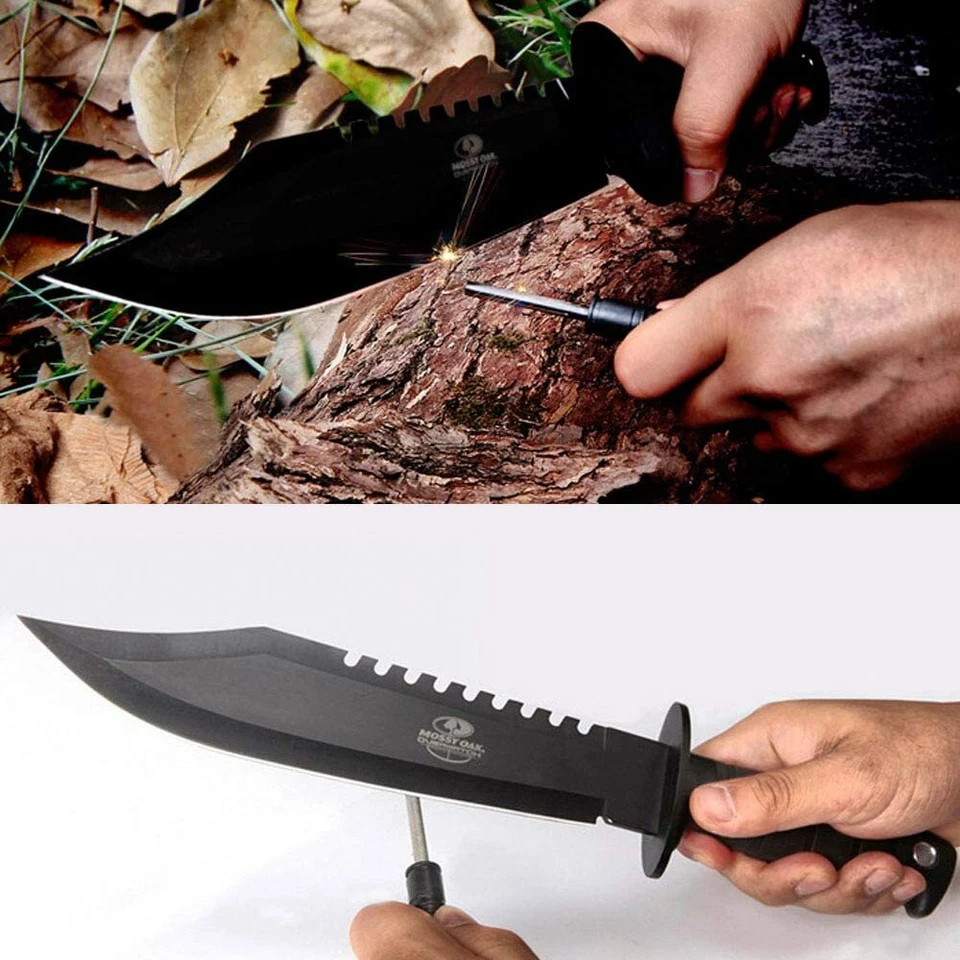 Mossy Oak Survival Hunting Knife W/Sheath 15'' Fixed Blade Tactical Bowie Knife - Image 4 of 4