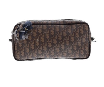 Christian Dior Trotter Paris Canvas Romatique Pouch Brown