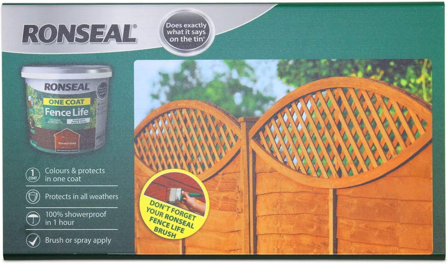 Ronseal One Coat Fence Life Quick Dry Garden Shed Paint Forest Green 5 Litre 5010214882915