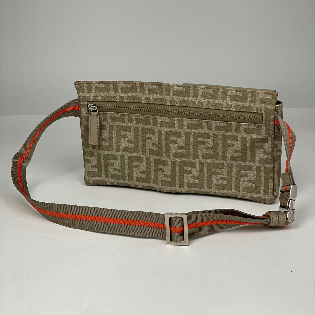 Fendi Zucca Pattern Waist Bag Body Coated Canvas Beige Fendi Zucca Pattern Waist Bag Body Coated Canvas Beige