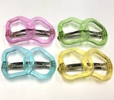 Delsol French Hair Clip Barrette Oval Joined Circle Frosted Bow Made in France