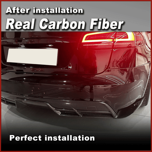 Für Tesla Model S 2021-2023 Carbon Heckdiffusor Diffuser Stoßstangen Heckansatz - Picture 11 of 18