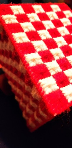 Handmade Canvas Knit Tissue Box Cover 4.5" x 4.5" x 5" 7 Colors/ Designs Avail - Picture 20 of 26