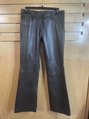 Augustina s Leather Carmel By The Sea Pants Women s Sz 6 Insteam 32  Dark Brown