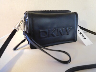New DKNY Brea 3 in 1 Small Crossbody Bag & Wristlet with Embossed Logo Flap