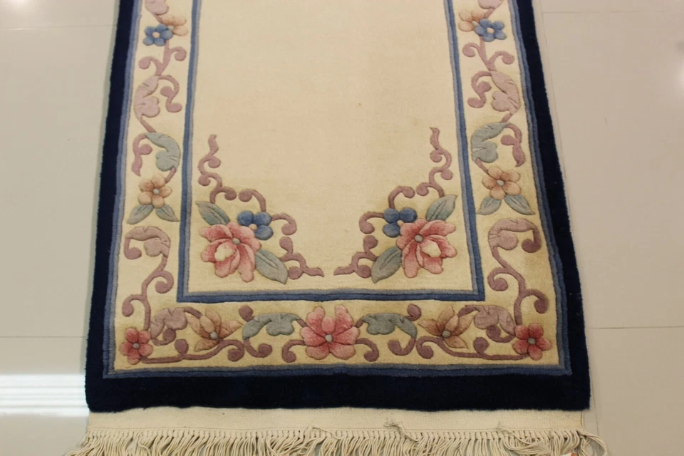 Alfombra china Aubusson vintage súper fina 2,6 x 12' 100 % lana 75 % ¡DESCUENTO EXCELENTE PRECIO! Foto 3 de 4