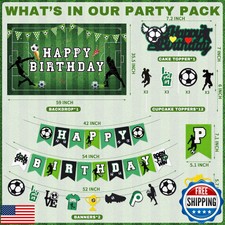 Suministros Para Fiestas De Fútbol. El Juego De Vajilla De Cumpleaños Incluye Mantel, Platos