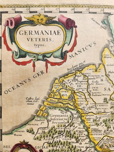 1640 MAP of ANCIENT GERMANY by WILLEM BLAEU antique AUTHENTIC hand colored - Picture 4 of 5