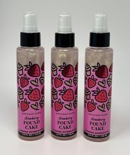 3 NEW BATH  BODY WORKS STRAWBERRY POUND CAKE DIAMOND SHIMMER MIST SPRAY 4.9 OZ