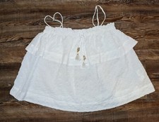 Lilly Pulitzer Mays womens white eyelet flounce tank top size XS