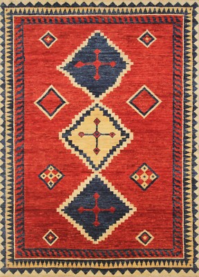 5x7 ft Red Gabbeh Tribal Afghan Hand Knotted Veg dye Wool Rug | eBay