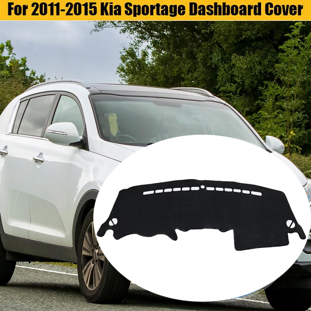 2011-2015 Kia Sportage Black Dashboard Mat with Sun Visor Pad Cover