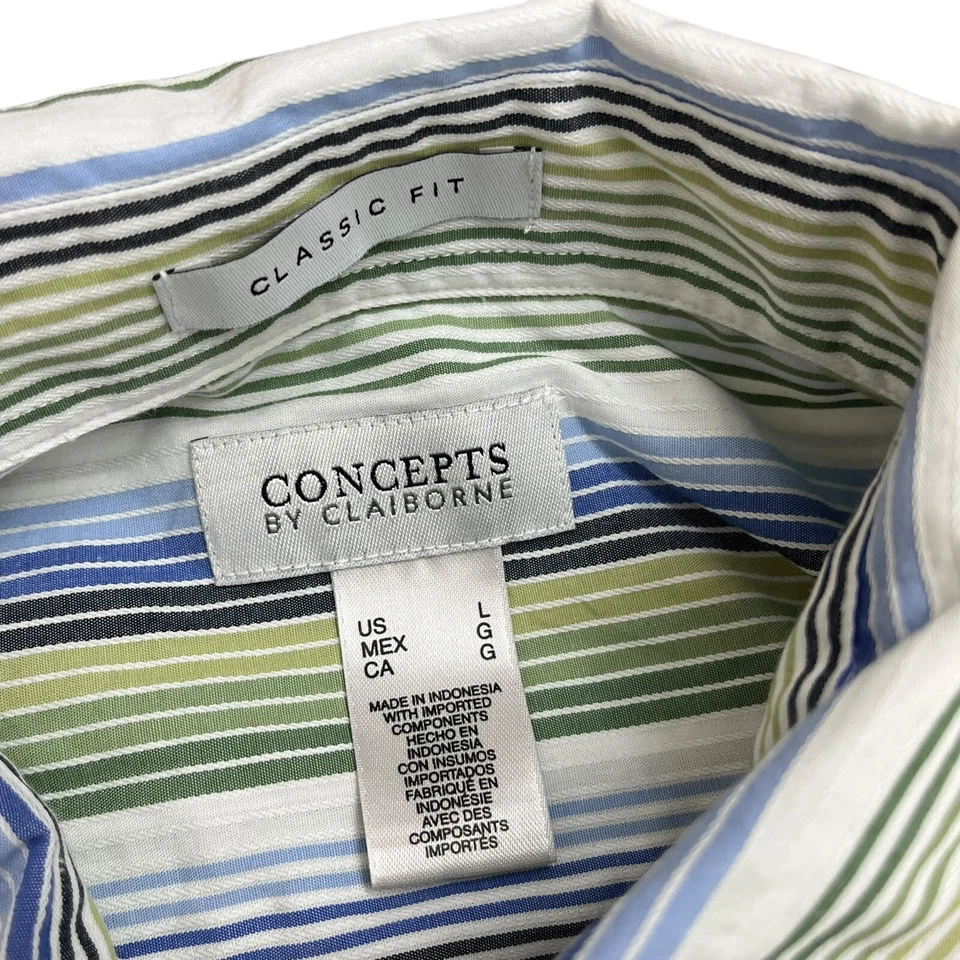Concepts By Claibone Men's Multicolor Shirt Large Striped Classic Long Sleeve - Image 3 of 3