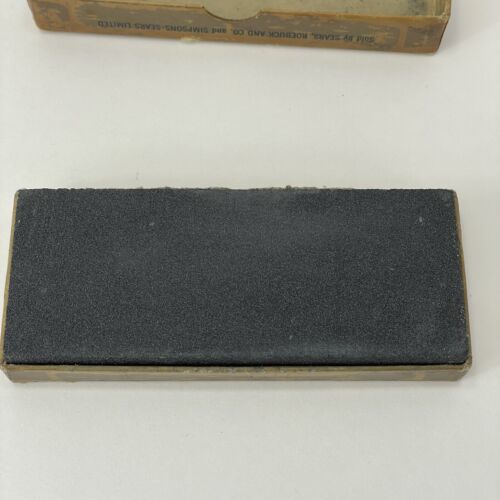 SEARS Pietra per affilare combinata artigianale 64401 scatola originale vintage 3/4x2x5 - Foto 8 di 11