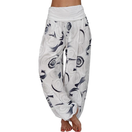 Women Elastic Waist Boho Floral Harem Trousers Baggy Wide Leg Palazzo Pants - Picture 43 of 60