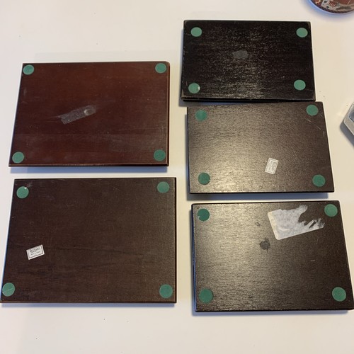 Lot of 5 Wood Rectangle Figurine Sculpture Display Base Stand 2 Sizes - Picture 5 of 6