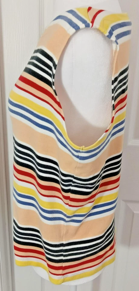 Liz Claiborne Liz Sport Top Womens Size M Multicolor Striped 100% Cotton Stretch - Image 2 of 4