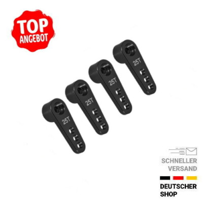   4 x Alu Servohorn Servohebel 28 mm schwarz CNC 25T für Futaba,Align,Savöx,KST