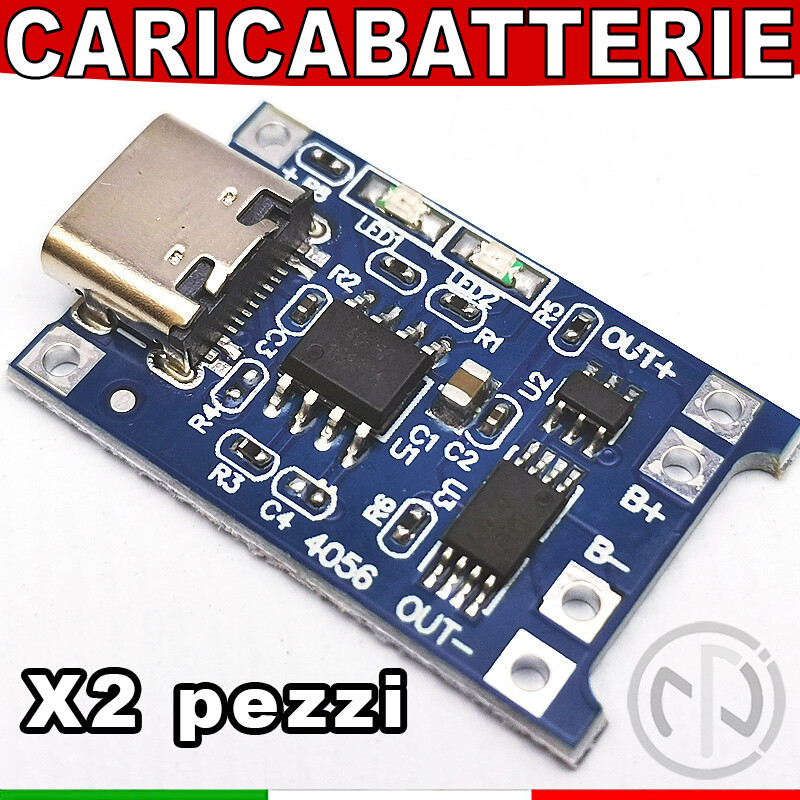 2X PZ CARICABATTERIE Litio LI-ION MODULO TP4056 USB-C 5V 1A 2Pezzi - Foto 13