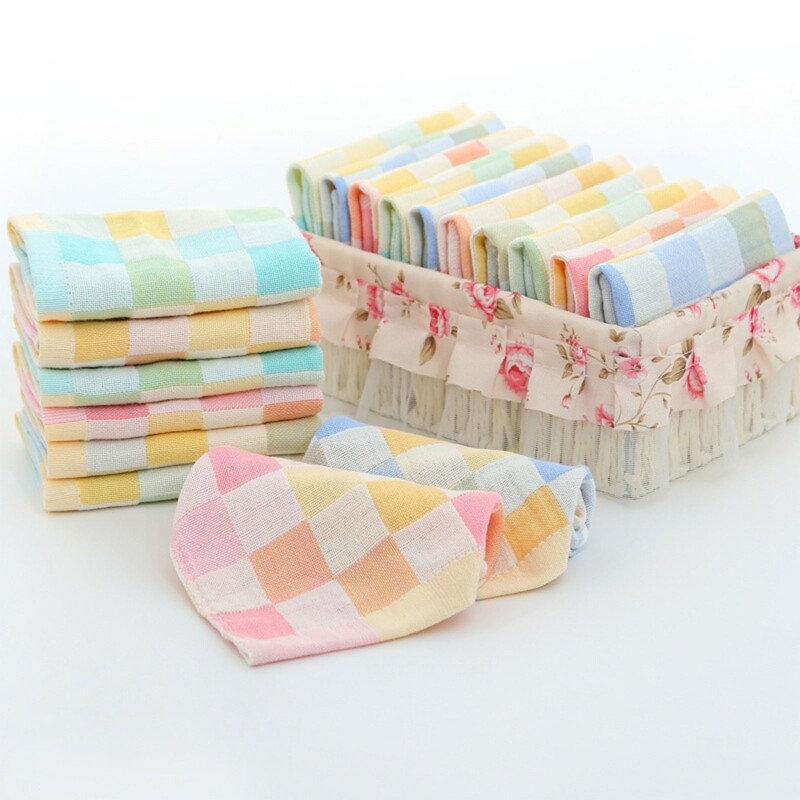 Baby Bib Wash Face Cloth Bath Towel Wipes Handkerchief Square Dot