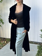 Vintage 50s 60s Lilli Diamond Velvet Coat Black Long Mcm Soft
