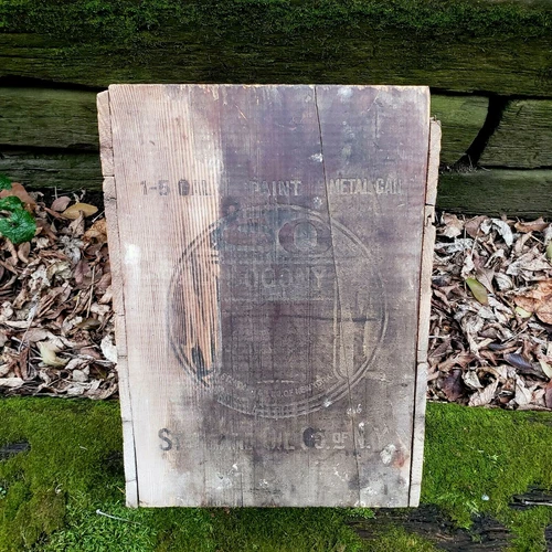 Vintage Socony Petroleum Wooden Advertising Crate Box Gas Station Oil Sign Can