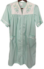 Womens House Coat Dress Fundamentals Sears Nightgown Snap Front Floral Size M