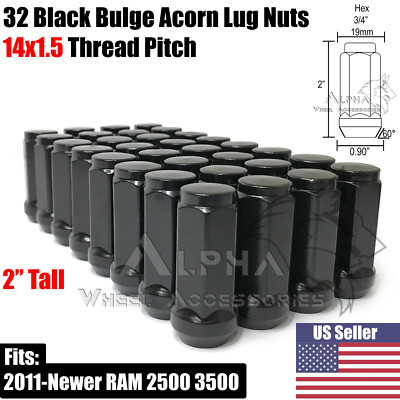 24PC+KEY 14X1.5 BLACK 7 SPLINE LUG NUTS 2 FITS CHEVY GMC SILVERADO SIERRA 1500