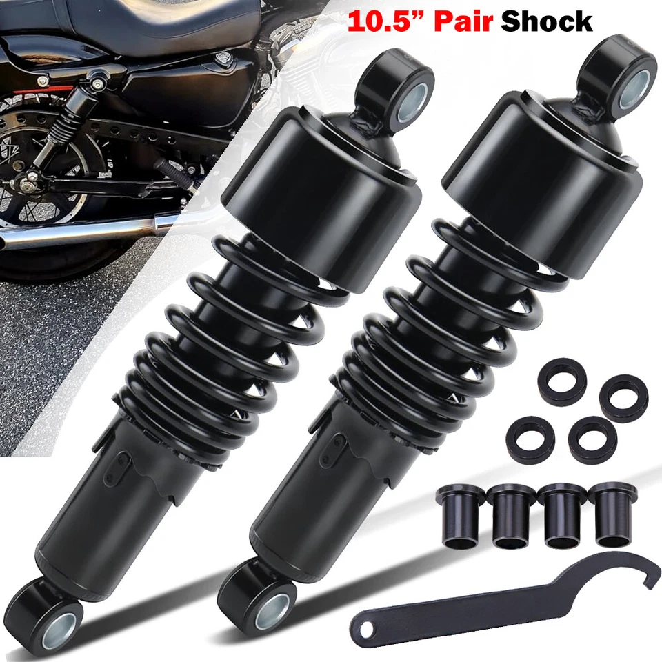 Pair 10.5" Rear Absorbers Shocks Lowering For Harley Dyna Wide Super Glide FXDWG Foto 2 de 4
