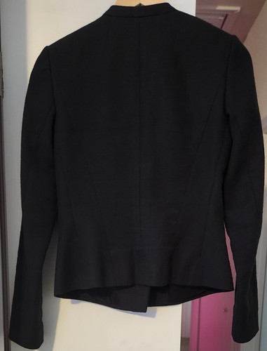 Classiques Entier Cotton Blend Leather Yoke Blazer Women’s Size XS Black Jacket - Picture 3 of 6