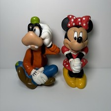 Vintage Walt Disney Minnie Mouse And Goofy Plastic Collectable Toy Figures