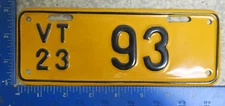 *RESTORED REWORKED* Vermont Vt License Plate Tag Motorcycle 1923 #93 Two Digit