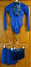 Dance Costume Jazz Tap Ballet Size Large Child LC Blue with 2 Skirts Art Stone