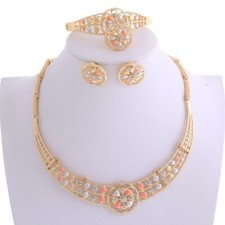 New Gold Plated Metal Necklace Bracelet Earring Set YNK119-3T