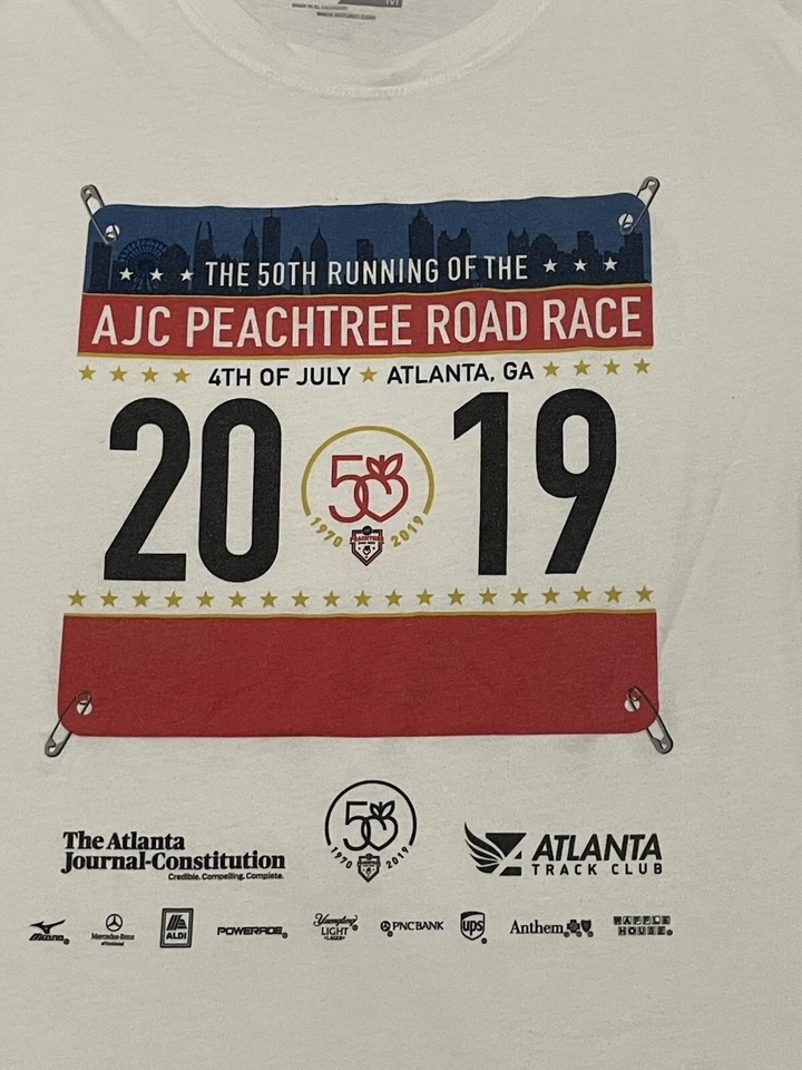 Camiseta Mizuno Performance AJC Peachtreee Road Race adulto hombre M blanca 2019 Foto 2 de 4