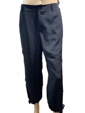 Woman’s Chaps Black Drawstring Ankles Side Pockets Cargo Pants 10 Grunge Utility