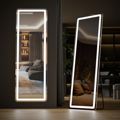 1pc 64''x21'' Full-Length LED Standing Mirror adjustable light Stable stand