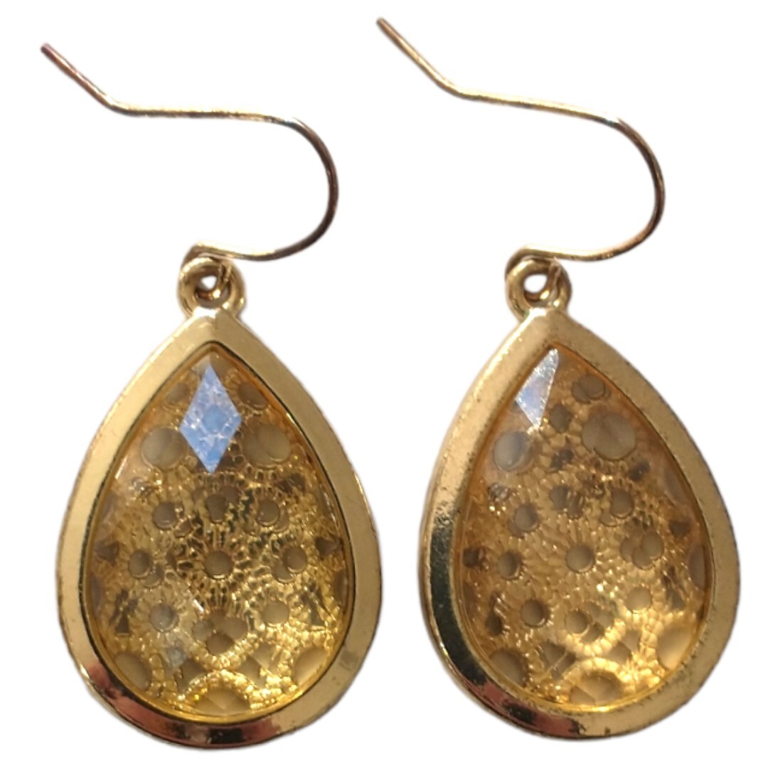 Translucent Filigree Dangle Earrings Acrylic Over… - image 2
