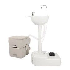 Garden Wash Sink and Toilet Combo,5 Gal 20L Toilet & 2.5 Gal 10L Hand Wash Basin