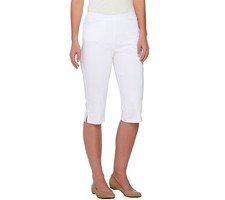 Susan Graver Women's Plus Sz Pants 2X Ultra Stretch Pull-on Pedal White A254358