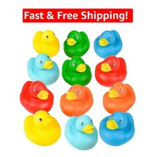 Collection of 12 Rubber Duckies - 2-Inch Colorful Bath Companions for Kids