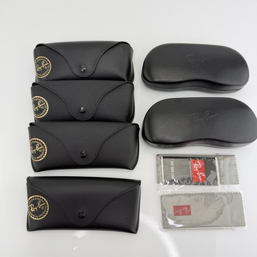 Lot of 6 Ray-Ban Sunglasses Black Soft Leather and Hard Clamshell Snap Cases