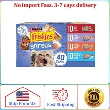 Purina Friskies Shreds Gravy Variety Pack, Wet Cat Food, 5.5 oz Cans, 40 Pack