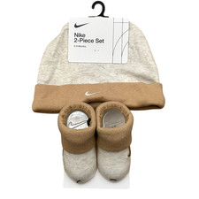 Nike Baby Boys 2-Piece Hat  Socks Set Size 0-6 Months Beige Tan Brown