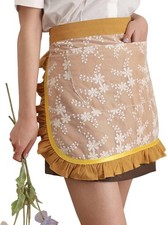 Waist Apron for women - Lovely Half Apron Cotton Lace Embroidered Server